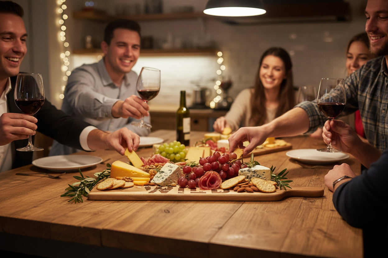 WILD Charcuterie Board - Laser Engraved Arcadia Serving Board with Mountain & Forest Scene
