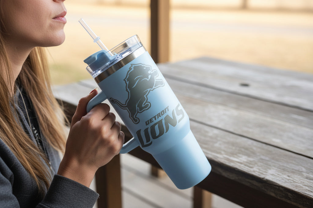 Personalized Detroit Lions Tumbler - Custom Engraved Sports Drinkware