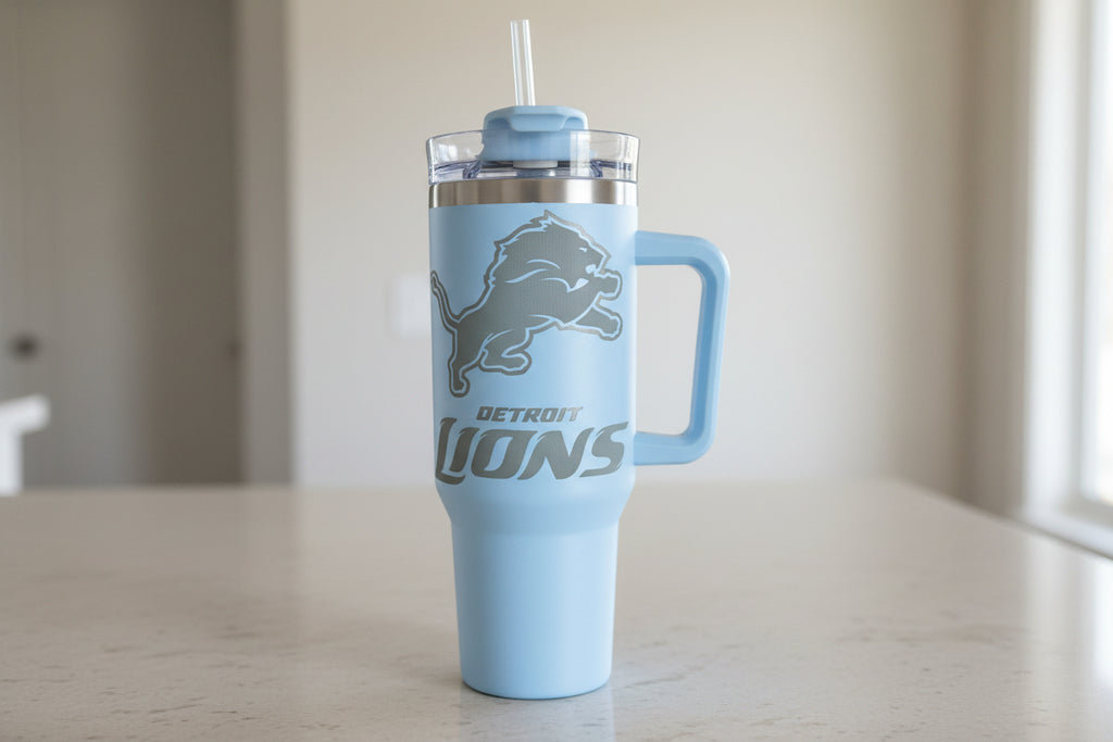 Personalized Detroit Lions Tumbler - Custom Engraved Sports Drinkware