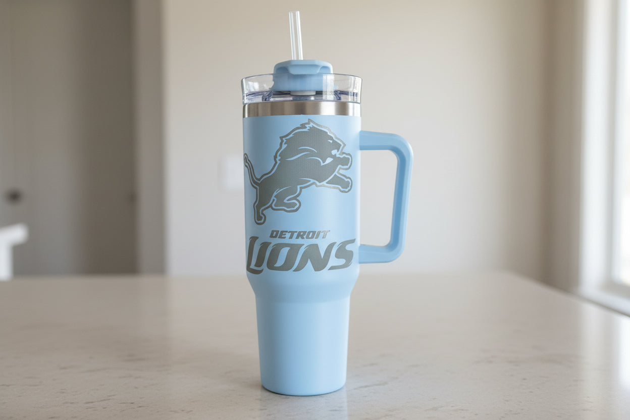 Personalized Detroit Lions Tumbler - Custom Engraved Sports Drinkware