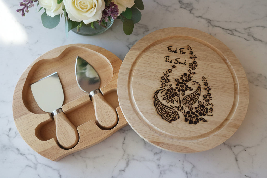Round Small Cheese Charcuterie Board with Knife