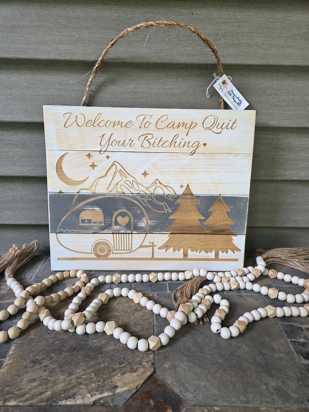 Adorable Engraved Rustic Pine Camping Signs