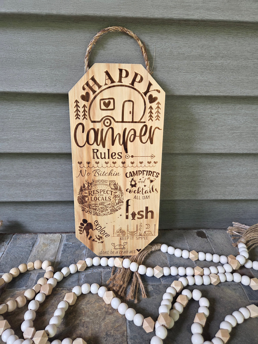 Adorable Engraved Rustic Pine Camping Signs
