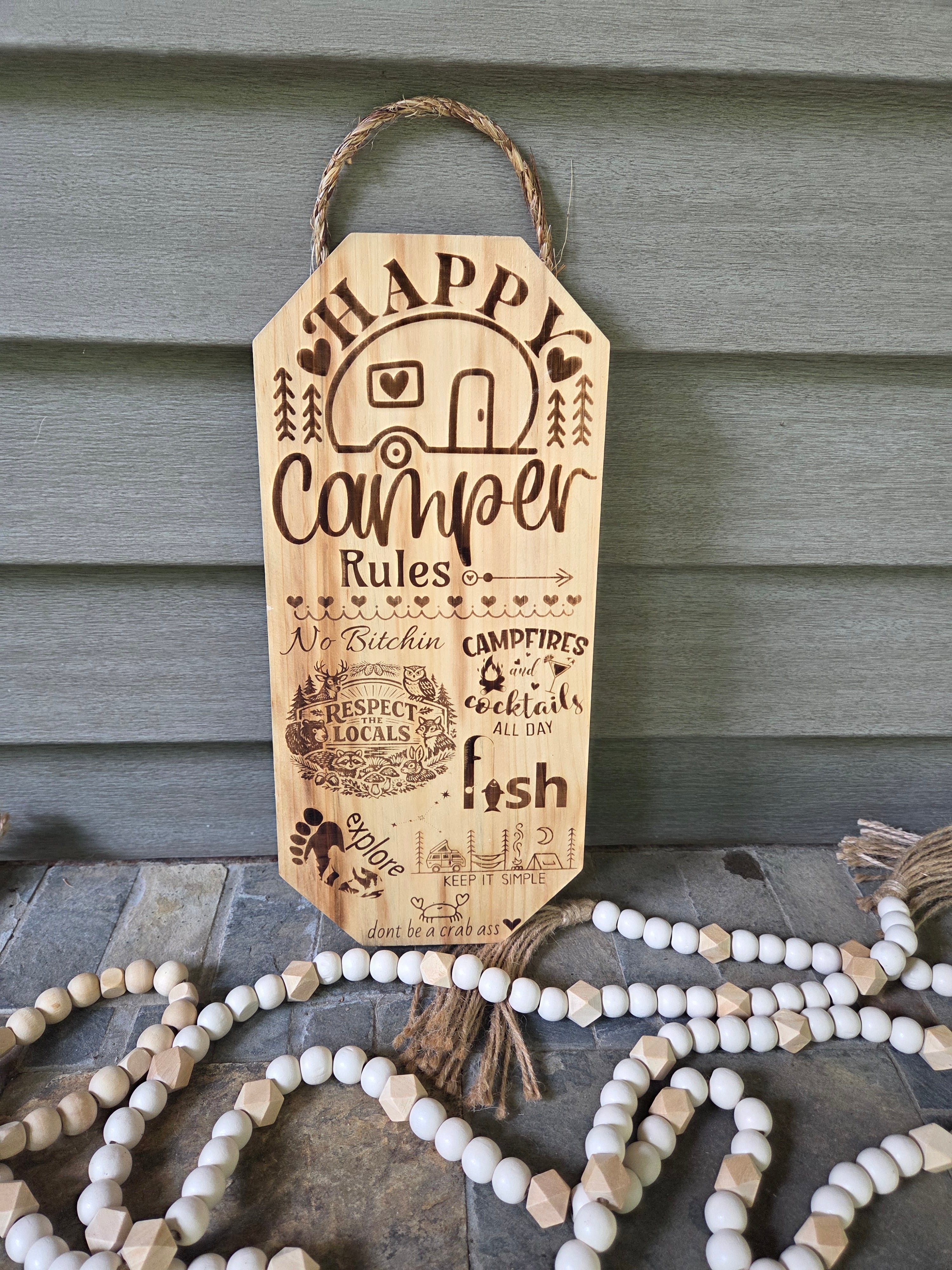 Adorable Engraved Rustic Pine Camping Signs