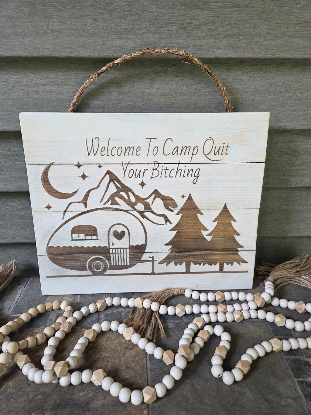 Adorable Engraved Rustic Pine Camping Signs